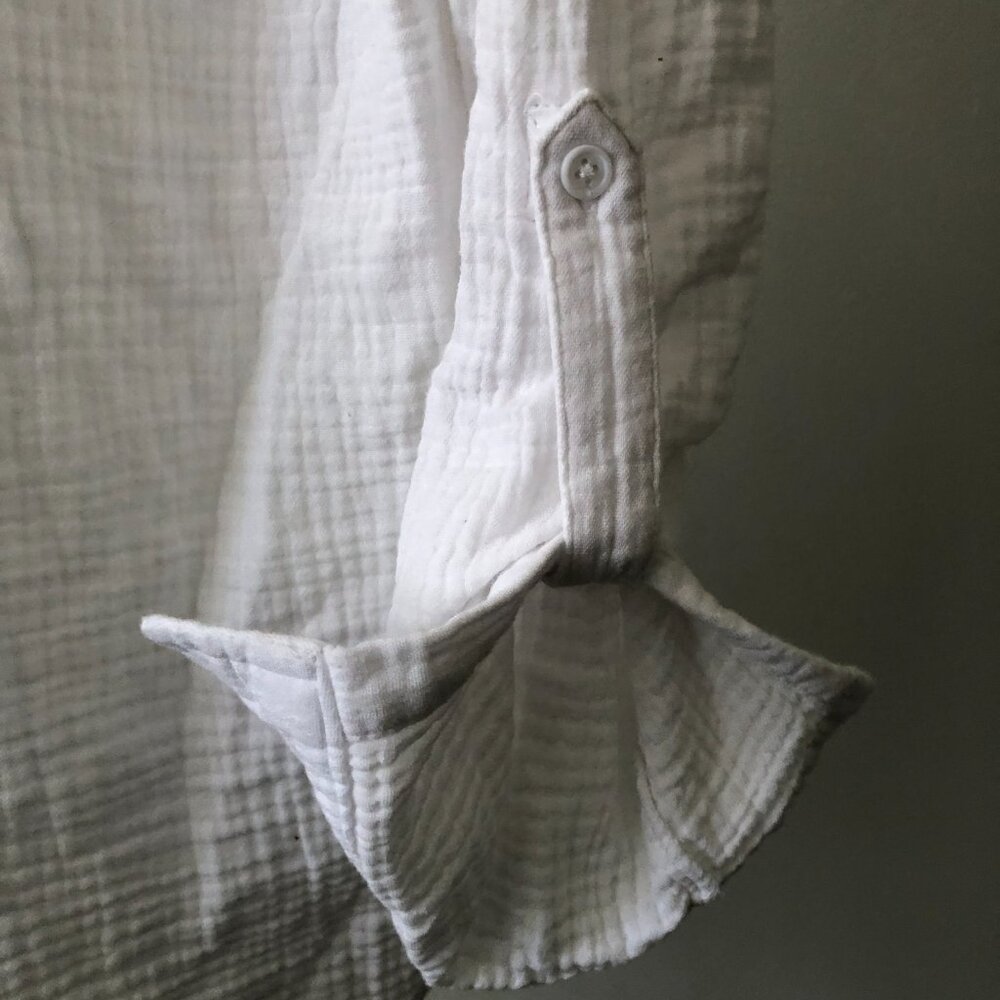 ANNE KLEIN JEANS WHITE BUTTON DOWN CRINKLE GAUZE SHIRT 100% COTTON M NWOT - Picture 11 of 11